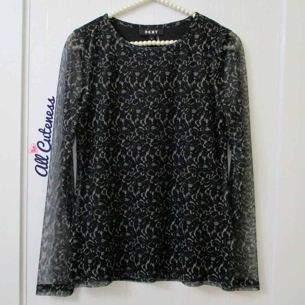 DKNY Long Sleeve Mesh Top Size XS